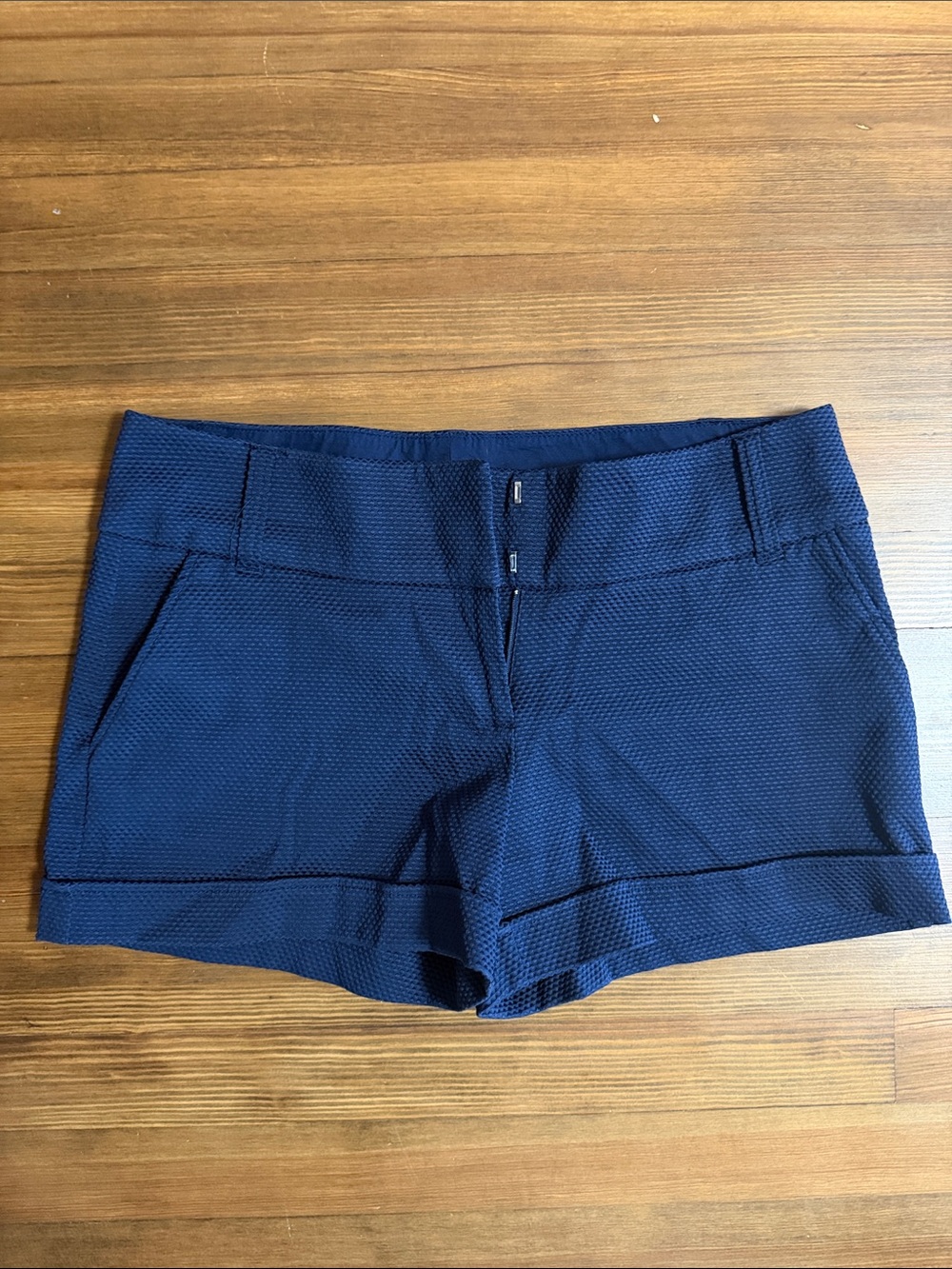 Navy Textured Women’s Dress Shorts